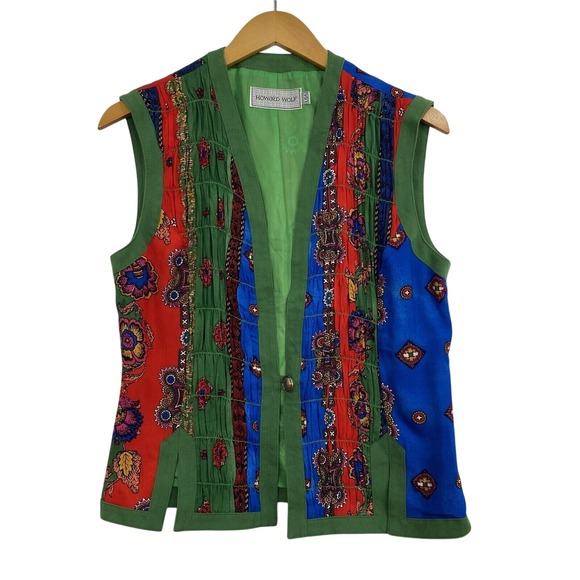 Howard Wolf Jackets & Blazers - Vintage Vest Womens 8 Wearable Art Boho Artsy Patchwork Color block Made USA
